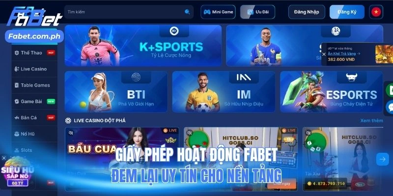 Giấy phép hoạt động FABET đem lại uy tín cho nền tảng
